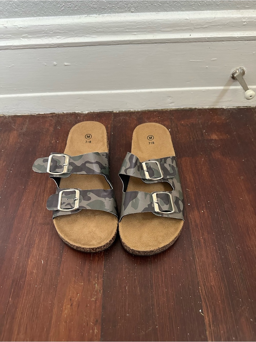 NEW never worn camo sandal slides